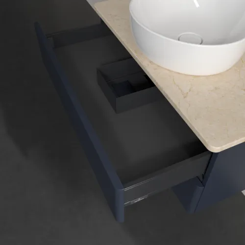 Obrázek VILLEROY BOCH Antao Vanity unit, 2 pull-out compartments, 800 x 360 x 500 mm, Front without structure, Midnight Blue Matt Lacquer / Botticino #K19013HG