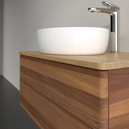 Bild von VILLEROY BOCH Antao Waschbeckenunterschrank, 2 Auszüge, 800 x 360 x 500 mm, Front ohne Struktur, Warm Walnut / Honey Oak #K19051HM