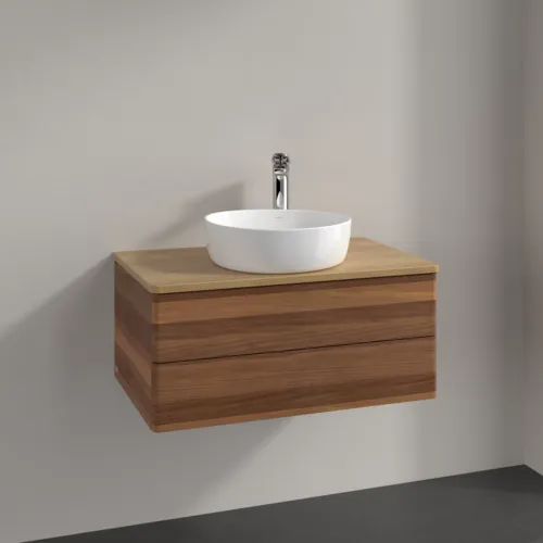 Bild von VILLEROY BOCH Antao Waschbeckenunterschrank, 2 Auszüge, 800 x 360 x 500 mm, Front ohne Struktur, Warm Walnut / Honey Oak #K19051HM