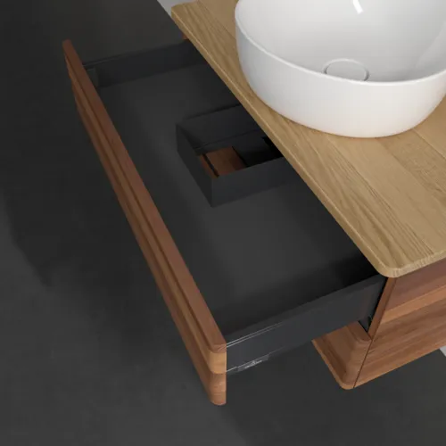 Bild von VILLEROY BOCH Antao Waschbeckenunterschrank, 2 Auszüge, 800 x 360 x 500 mm, Front ohne Struktur, Warm Walnut / Honey Oak #K19051HM