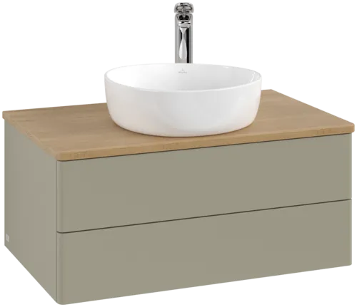 Obrázek VILLEROY BOCH Antao Vanity unit, 2 pull-out compartments, 800 x 360 x 500 mm, Front without structure, Stone Grey Matt Lacquer / Honey Oak #K19051HK