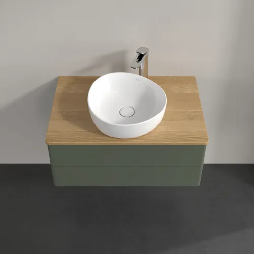 Bild von VILLEROY BOCH Antao Waschbeckenunterschrank, 2 Auszüge, 800 x 360 x 500 mm, Front ohne Struktur, Leaf Green Matt Lacquer / Honey Oak #K19051HL