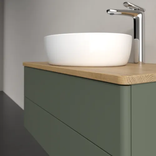 Bild von VILLEROY BOCH Antao Waschbeckenunterschrank, 2 Auszüge, 800 x 360 x 500 mm, Front ohne Struktur, Leaf Green Matt Lacquer / Honey Oak #K19051HL