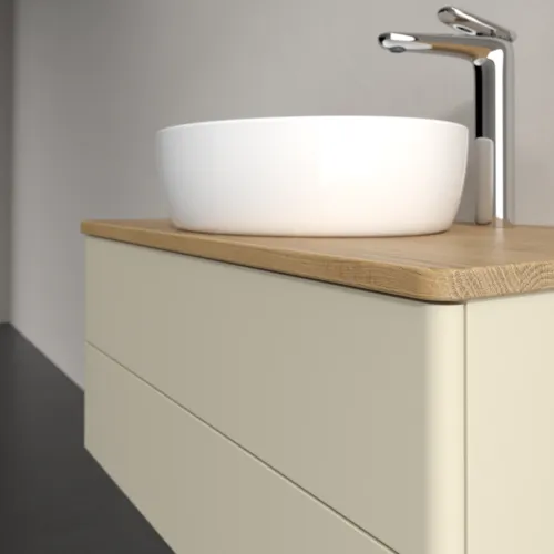 Bild von VILLEROY BOCH Antao Waschbeckenunterschrank, 2 Auszüge, 800 x 360 x 500 mm, Front ohne Struktur, Silk Grey Matt Lacquer / Honey Oak #K19051HJ