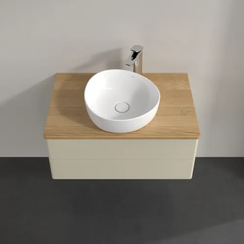 Bild von VILLEROY BOCH Antao Waschbeckenunterschrank, 2 Auszüge, 800 x 360 x 500 mm, Front ohne Struktur, Silk Grey Matt Lacquer / Honey Oak #K19051HJ