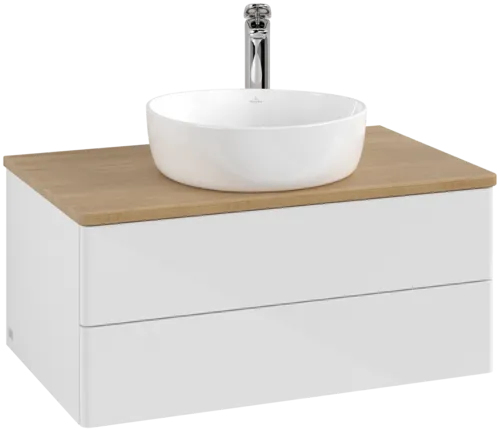 Obrázek VILLEROY BOCH Antao Vanity unit, 2 pull-out compartments, 800 x 360 x 500 mm, Front without structure, Glossy White Lacquer / Honey Oak #K19051GF