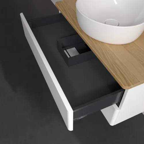 Bild von VILLEROY BOCH Antao Waschbeckenunterschrank, 2 Auszüge, 800 x 360 x 500 mm, Front ohne Struktur, White Matt Lacquer / Honey Oak #K19051MT