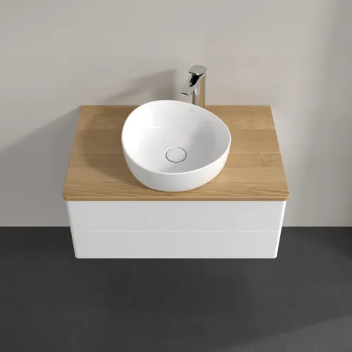 Bild von VILLEROY BOCH Antao Waschbeckenunterschrank, 2 Auszüge, 800 x 360 x 500 mm, Front ohne Struktur, White Matt Lacquer / Honey Oak #K19051MT