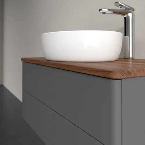 Picture of VILLEROY BOCH Antao Vanity unit, 2 pull-out compartments, 800 x 360 x 500 mm, Front without structure, Anthracite Matt Lacquer / Warm Walnut #K19052GK