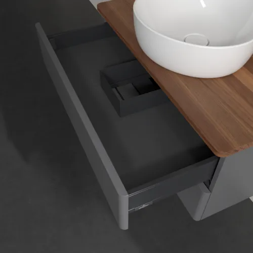 Picture of VILLEROY BOCH Antao Vanity unit, 2 pull-out compartments, 800 x 360 x 500 mm, Front without structure, Anthracite Matt Lacquer / Warm Walnut #K19052GK