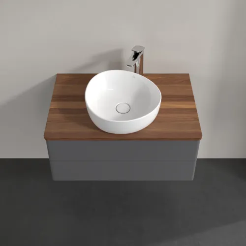 Picture of VILLEROY BOCH Antao Vanity unit, 2 pull-out compartments, 800 x 360 x 500 mm, Front without structure, Anthracite Matt Lacquer / Warm Walnut #K19052GK
