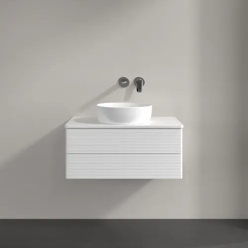 Bild von VILLEROY BOCH Antao Waschbeckenunterschrank, 2 Auszüge, 800 x 360 x 500 mm, Front mit Struktur, White Matt Lacquer / White Matt Lacquer #K19110MT
