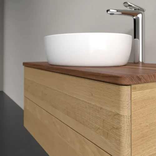 Bild von VILLEROY BOCH Antao Waschbeckenunterschrank, 2 Auszüge, 800 x 360 x 500 mm, Front ohne Struktur, Honey Oak / Warm Walnut #K19052HN