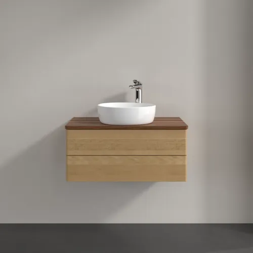 Bild von VILLEROY BOCH Antao Waschbeckenunterschrank, 2 Auszüge, 800 x 360 x 500 mm, Front ohne Struktur, Honey Oak / Warm Walnut #K19052HN