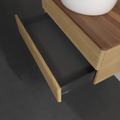 Bild von VILLEROY BOCH Antao Waschbeckenunterschrank, 2 Auszüge, 800 x 360 x 500 mm, Front ohne Struktur, Honey Oak / Warm Walnut #K19052HN
