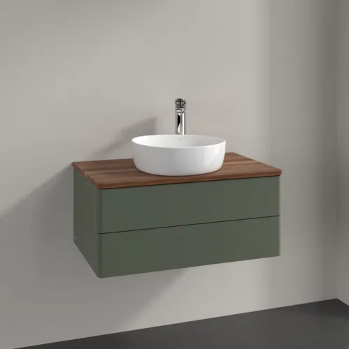 Obrázek VILLEROY BOCH Antao Vanity unit, 2 pull-out compartments, 800 x 360 x 500 mm, Front without structure, Leaf Green Matt Lacquer / Warm Walnut #K19052HL