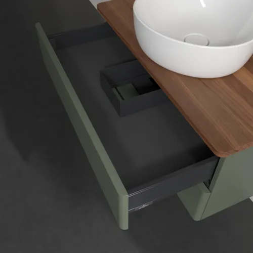 Obrázek VILLEROY BOCH Antao Vanity unit, 2 pull-out compartments, 800 x 360 x 500 mm, Front without structure, Leaf Green Matt Lacquer / Warm Walnut #K19052HL