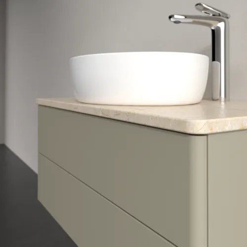 Bild von VILLEROY BOCH Antao Waschbeckenunterschrank, 2 Auszüge, 800 x 360 x 500 mm, Front ohne Struktur, Stone Grey Matt Lacquer / Botticino #K19053HK
