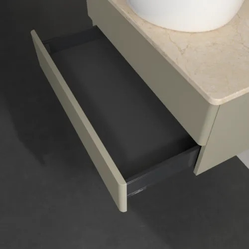 Bild von VILLEROY BOCH Antao Waschbeckenunterschrank, 2 Auszüge, 800 x 360 x 500 mm, Front ohne Struktur, Stone Grey Matt Lacquer / Botticino #K19053HK