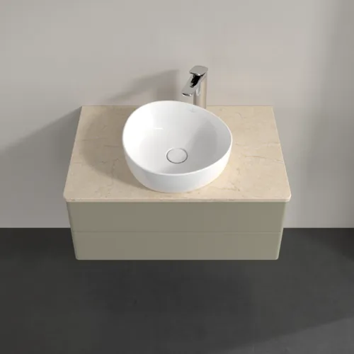 Bild von VILLEROY BOCH Antao Waschbeckenunterschrank, 2 Auszüge, 800 x 360 x 500 mm, Front ohne Struktur, Stone Grey Matt Lacquer / Botticino #K19053HK