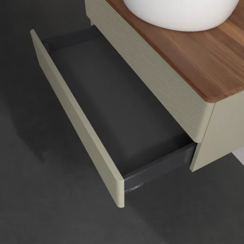 Obrázek VILLEROY BOCH Antao Vanity unit, 2 pull-out compartments, 800 x 360 x 500 mm, Front with grain texture, Stone Grey Matt Lacquer / Warm Walnut #K19152HK