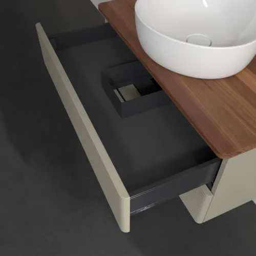 Obrázek VILLEROY BOCH Antao Vanity unit, 2 pull-out compartments, 800 x 360 x 500 mm, Front with grain texture, Stone Grey Matt Lacquer / Warm Walnut #K19152HK