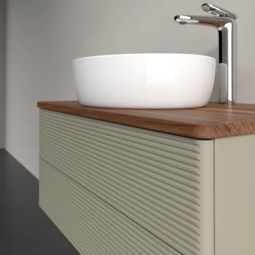 Obrázek VILLEROY BOCH Antao Vanity unit, 2 pull-out compartments, 800 x 360 x 500 mm, Front with grain texture, Stone Grey Matt Lacquer / Warm Walnut #K19152HK