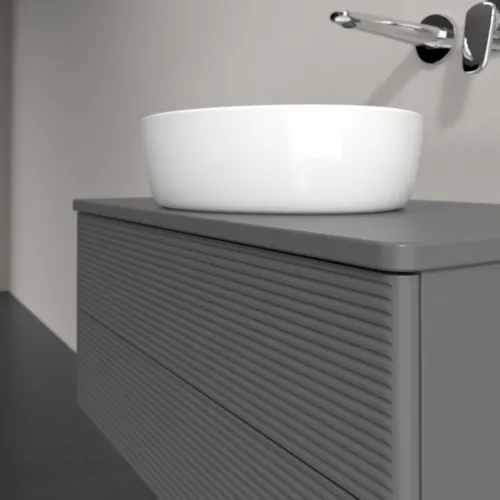 Bild von VILLEROY BOCH Antao Waschbeckenunterschrank, 2 Auszüge, 800 x 360 x 500 mm, Front mit Struktur, Anthracite Matt Lacquer / Anthracite Matt Lacquer #K19150GK