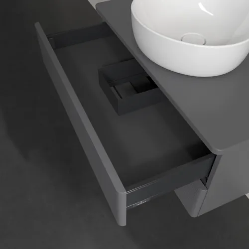 Bild von VILLEROY BOCH Antao Waschbeckenunterschrank, 2 Auszüge, 800 x 360 x 500 mm, Front mit Struktur, Anthracite Matt Lacquer / Anthracite Matt Lacquer #K19150GK