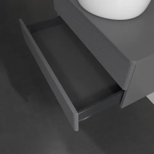 Bild von VILLEROY BOCH Antao Waschbeckenunterschrank, 2 Auszüge, 800 x 360 x 500 mm, Front mit Struktur, Anthracite Matt Lacquer / Anthracite Matt Lacquer #K19150GK