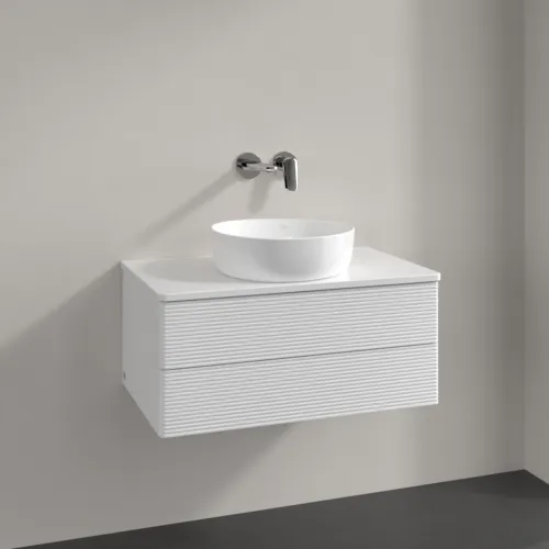 Bild von VILLEROY BOCH Antao Waschbeckenunterschrank, 2 Auszüge, 800 x 360 x 500 mm, Front mit Struktur, Glossy White Lacquer / Glossy White Lacquer #K19150GF