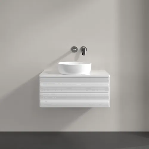 Bild von VILLEROY BOCH Antao Waschbeckenunterschrank, 2 Auszüge, 800 x 360 x 500 mm, Front mit Struktur, Glossy White Lacquer / Glossy White Lacquer #K19150GF