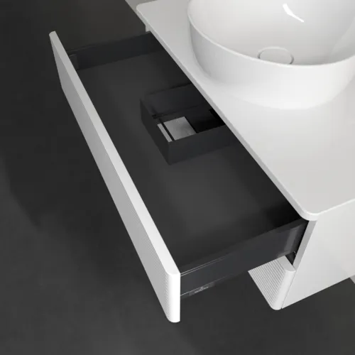 Bild von VILLEROY BOCH Antao Waschbeckenunterschrank, 2 Auszüge, 800 x 360 x 500 mm, Front mit Struktur, Glossy White Lacquer / Glossy White Lacquer #K19150GF
