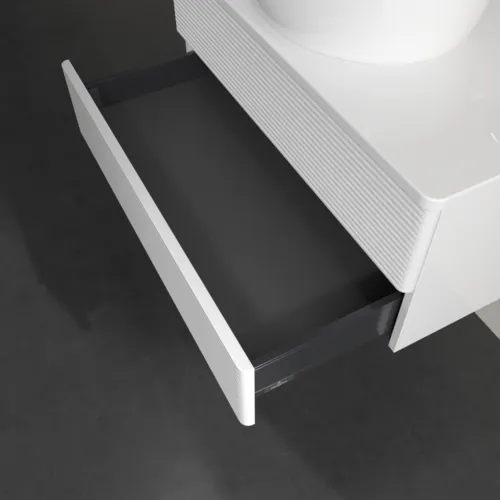 Bild von VILLEROY BOCH Antao Waschbeckenunterschrank, 2 Auszüge, 800 x 360 x 500 mm, Front mit Struktur, Glossy White Lacquer / Glossy White Lacquer #K19150GF