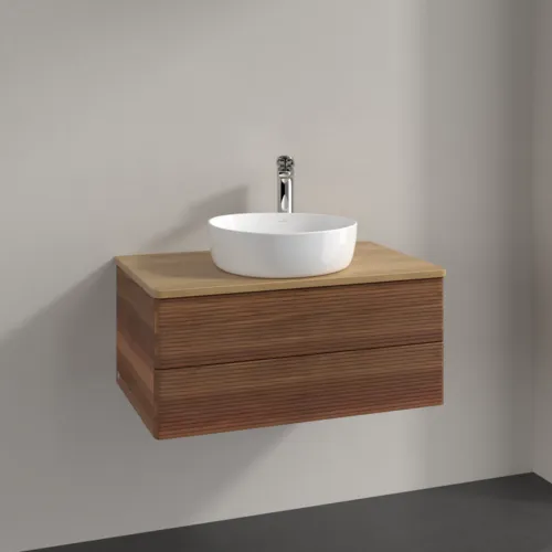 VILLEROY BOCH Antao Waschbeckenunterschrank, 2 Auszüge, 800 x 360 x 500 mm, Front mit Struktur, Warm Walnut / Honey Oak #K19151HM, Bild 2