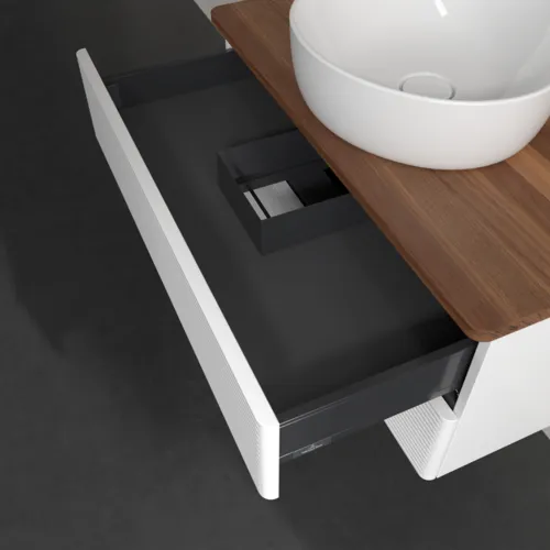 Obrázek VILLEROY BOCH Antao Vanity unit, 2 pull-out compartments, 800 x 360 x 500 mm, Front with grain texture, White Matt Lacquer / Warm Walnut #K19152MT