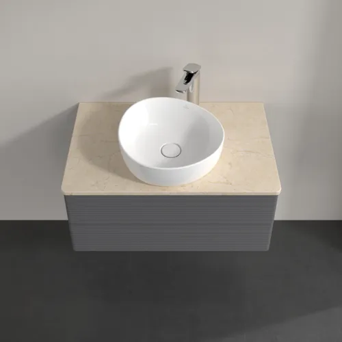 Bild von VILLEROY BOCH Antao Waschbeckenunterschrank, 2 Auszüge, 800 x 360 x 500 mm, Front mit Struktur, Anthracite Matt Lacquer / Botticino #K19153GK