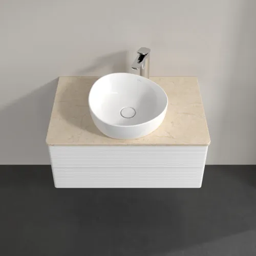 Bild von VILLEROY BOCH Antao Waschbeckenunterschrank, 2 Auszüge, 800 x 360 x 500 mm, Front mit Struktur, Glossy White Lacquer / Botticino #K19153GF