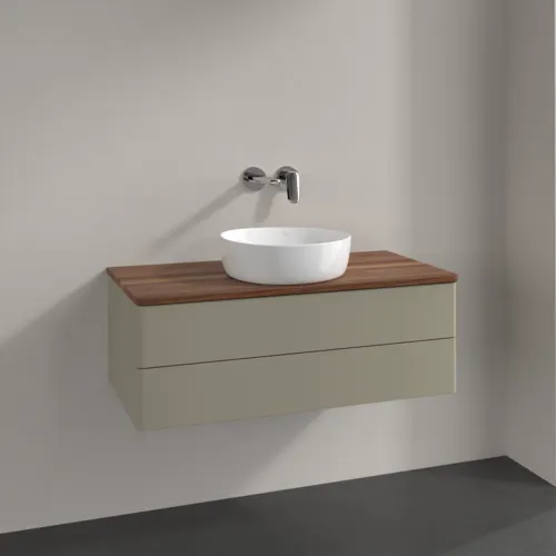 VILLEROY BOCH Antao Waschbeckenunterschrank, 2 Auszüge, 1000 x 360 x 500 mm, Front ohne Struktur, Stone Grey Matt Lacquer / Warm Walnut #K20012HK, Bild 2