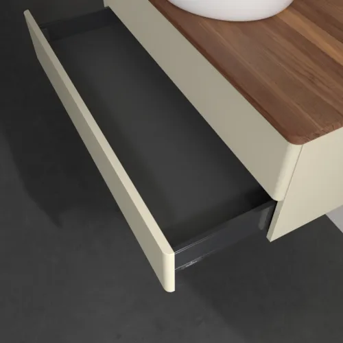 Bild von VILLEROY BOCH Antao Waschbeckenunterschrank, 2 Auszüge, 1000 x 360 x 500 mm, Front ohne Struktur, Silk Grey Matt Lacquer / Warm Walnut #K20012HJ