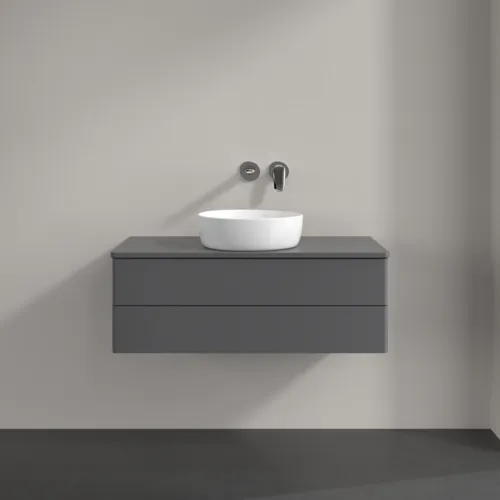 Bild von VILLEROY BOCH Antao Waschbeckenunterschrank, 2 Auszüge, 1000 x 360 x 500 mm, Front ohne Struktur, Anthracite Matt Lacquer / Anthracite Matt Lacquer #K20050GK