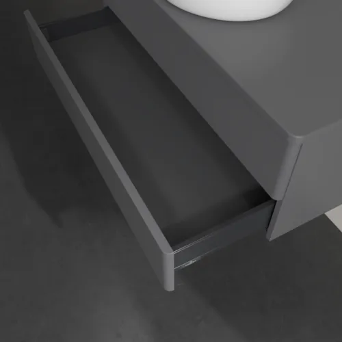 Bild von VILLEROY BOCH Antao Waschbeckenunterschrank, 2 Auszüge, 1000 x 360 x 500 mm, Front ohne Struktur, Anthracite Matt Lacquer / Anthracite Matt Lacquer #K20050GK