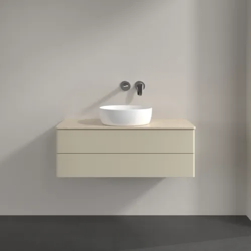 VILLEROY BOCH Antao Waschbeckenunterschrank, 2 Auszüge, 1000 x 360 x 500 mm, Front ohne Struktur, Silk Grey Matt Lacquer / Botticino #K20013HJ, Bild 3