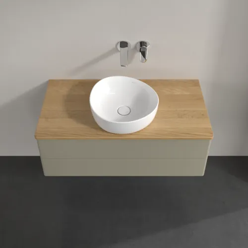 Bild von VILLEROY BOCH Antao Waschbeckenunterschrank, 2 Auszüge, 1000 x 360 x 500 mm, Front ohne Struktur, Stone Grey Matt Lacquer / Honey Oak #K20011HK