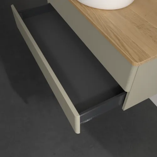 Bild von VILLEROY BOCH Antao Waschbeckenunterschrank, 2 Auszüge, 1000 x 360 x 500 mm, Front ohne Struktur, Stone Grey Matt Lacquer / Honey Oak #K20011HK