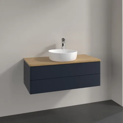 VILLEROY BOCH Antao Waschbeckenunterschrank, 2 Auszüge, 1000 x 360 x 500 mm, Front ohne Struktur, Midnight Blue Matt Lacquer / Honey Oak #K20051HG, Bild 2