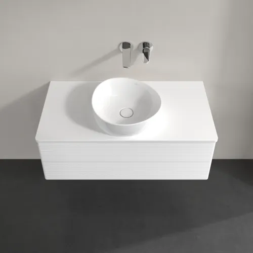 Picture of VILLEROY BOCH Antao Vanity unit, 2 pull-out compartments, 1000 x 360 x 500 mm, Front with grain texture, White Matt Lacquer / White Matt Lacquer #K20110MT