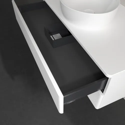 Picture of VILLEROY BOCH Antao Vanity unit, 2 pull-out compartments, 1000 x 360 x 500 mm, Front with grain texture, White Matt Lacquer / White Matt Lacquer #K20110MT