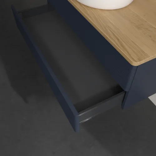 Bild von VILLEROY BOCH Antao Waschbeckenunterschrank, 2 Auszüge, 1000 x 360 x 500 mm, Front mit Struktur, Midnight Blue Matt Lacquer / Honey Oak #K20111HG