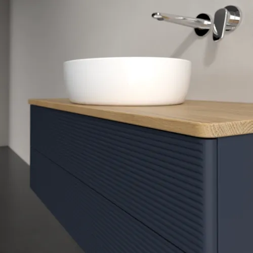 Bild von VILLEROY BOCH Antao Waschbeckenunterschrank, 2 Auszüge, 1000 x 360 x 500 mm, Front mit Struktur, Midnight Blue Matt Lacquer / Honey Oak #K20111HG